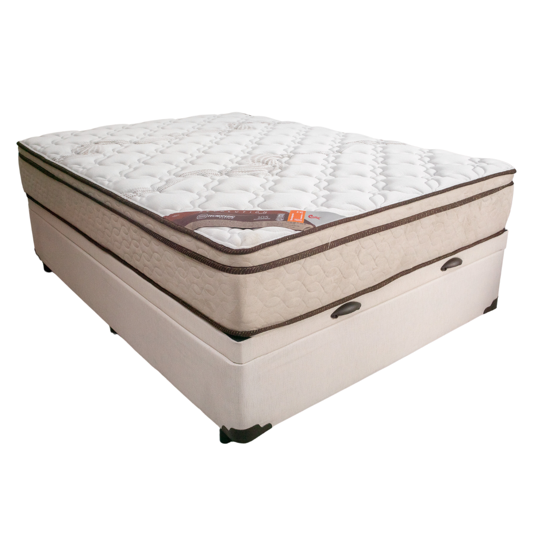 Cama Box Com Baú Casal Palha + Colchão de Molas - Castor - Revolution Tecnopedic One Face