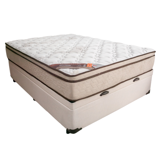 Cama Box Com Baú Casal Palha + Colchão de Molas - Castor - Revolution Tecnopedic One Face